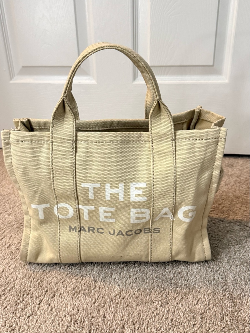 Marc Jacobs Beige Canvas Mini Tote with White Logo